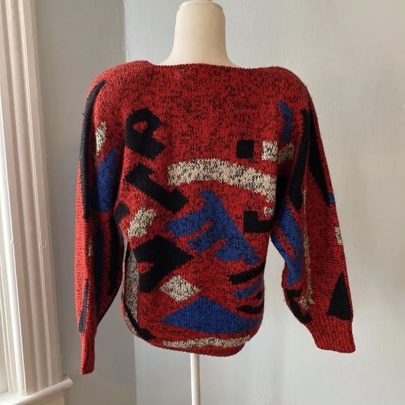 S.S.G. Catharine Lover Size M Red Wool Cotton Retro Vintage Sweater - Picture 5 of 7